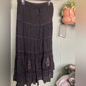 Eileen Fisher Black Maxi Skirt with Embellishments